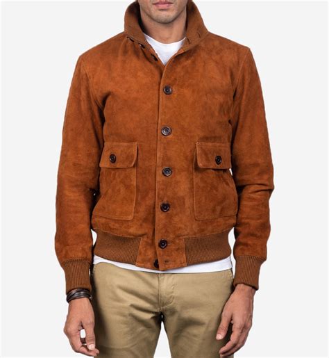Men's Eaton Brown Suede Bomber Jacket - Marko Woolen Leather