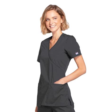 Cherokee Workwear WW650 Scrubs Top Women's Mock Wrap Pewter — Medshop ...