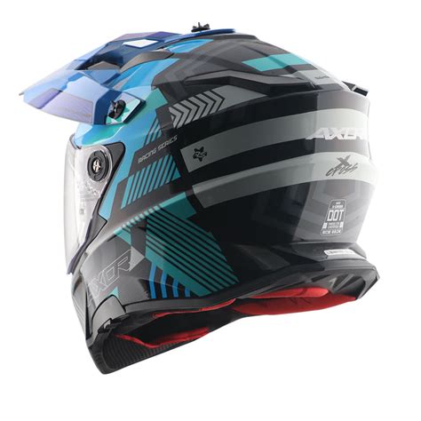 AXOR XCross Dual Visor Gambling Gloss Black Blue Helmet– Moto Central