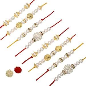 Buy SJRI™ Fancy Assorted Multicoloured pack of 8 Rakhi at Amazon.in