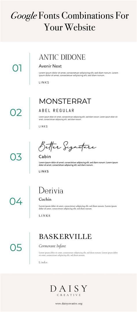 (FREE) Google Font Combinations For Your Website — Daisy Creative