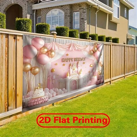 1pc 2D Flat Princess-themed Birthday Party Backdrop Banners - Vibrant ...