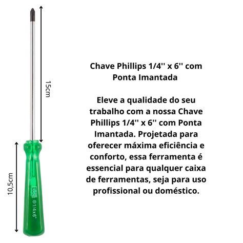 Chave Phillips 1/4'' x 6'' com imã