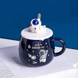 Buy EVAAY Astronaut Coffee Mug with Lid & Spoon, Mugs for Coffee, Rakhi ...