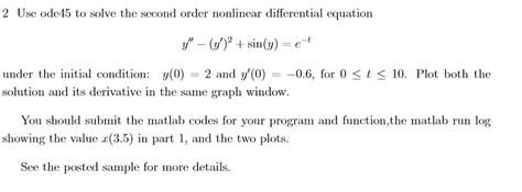 Image result for Second Order Ode Using MATLAB