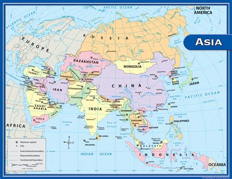 Labeled Printable Asia Map