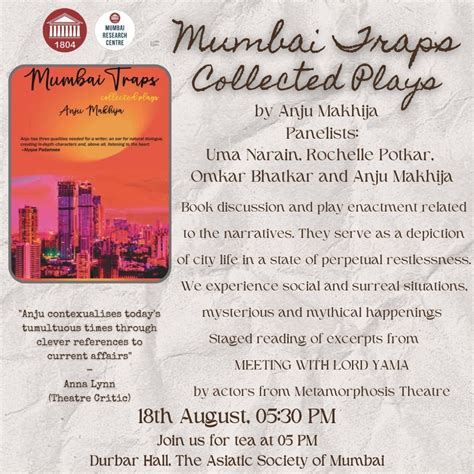 Mumbai Traps - book discussion & play enactment, The Asiatic Society ...
