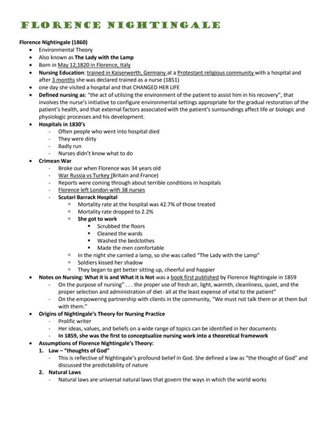 SOLUTION: Nursing Theory; Florence Nightingale; Environmental Theory ...