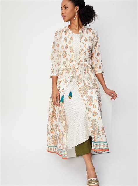 Buy Women Printed Kurta with Longline Shrug Online at just Rs. 1699.0 ...