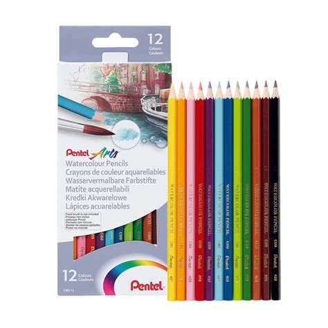 Pentel CB9-12U Water Color Pencils Set of 12 Pcs. (THAI) - SCOOBOO - Pentel