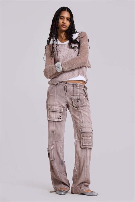 Ara Low-Rise Washed Cargo Trousers | Jaded London | Clothing