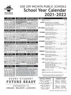 USD 259 WICHITA PUBLIC SCHOOLS School Year Calendar … / usd-259-wichita ...