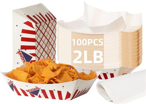 Buy 100 PCS Paper Food Trays 2 lb Food Holder Trays,Eco Friendly Food ...