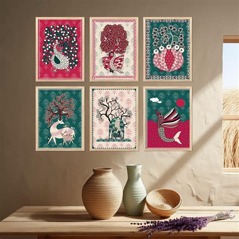 walllane Gond Wall Art poster with Wall Hanging frames for Living Room ...