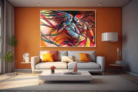 0227 Beautiful Radha Krishna with Gopis Painting on canvas