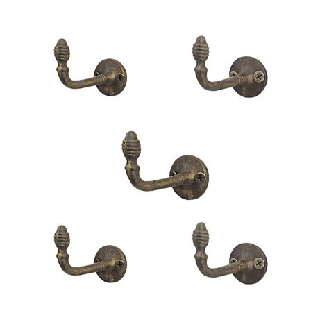 CASADECOR Set of 5 Antique Luna Metal Wall Hooks Hanging Clothes Hat ...