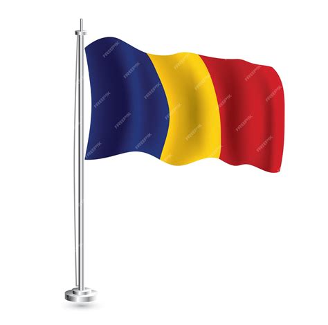 Premium Vector | Romanian flag isolated realistic wave flag of romania country on flagpole