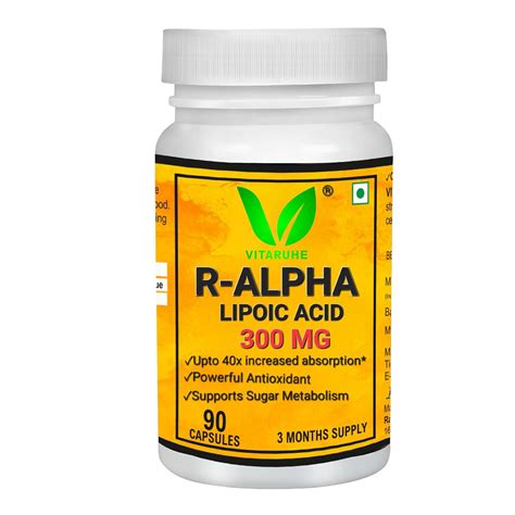 VITARUHE® R-Alpha Lipoic Acid, high Dosage, 300 Mg Per Capsule, Vegan, 3 Month Treatment ...