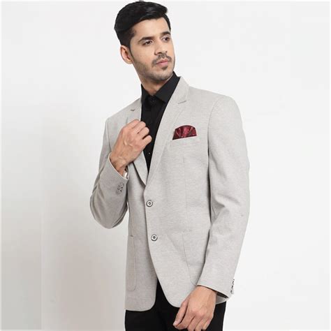 Men Grey Solid Slim-Fit Single-Breasted Casual Blazer