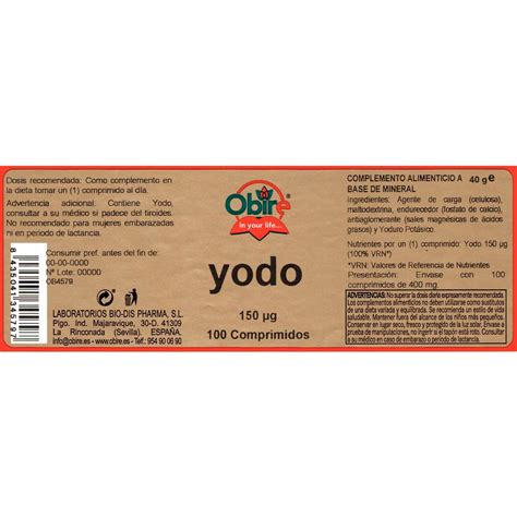 Yodo (Yoduro de Potasio) 150 mcg 100 comprimidos - Herboristería MoMa ...