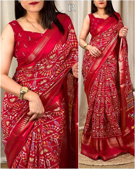 Soft Cotton Denting Kalamkari Saree with Zari Border & Printed Blouse ...