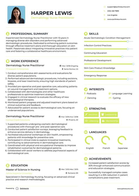 10+ Dermatology Nurse Practitioner Resume Samples & Templates for 2025