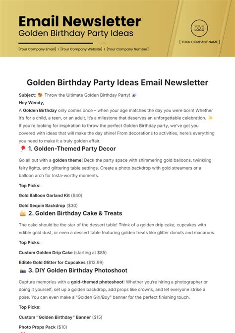 Golden Birthday Party Ideas