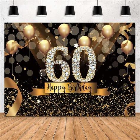 Buy Sensfun Happy 60th Birthday Backdrop for Adult Party 7x5ft Bokeh ...