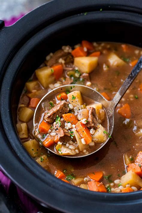 Crockpot Beef Barley Soup - The Chunky Chef
