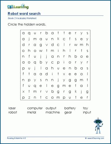 Robot Word Search Printable 的图像结果