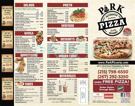 PARK PIZZA menu in Philadelphia, Pennsylvania, USA