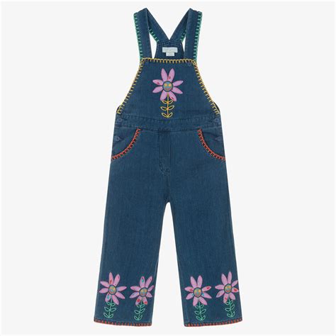 Boboli - Girls Blue Denim Dungarees | Childrensalon