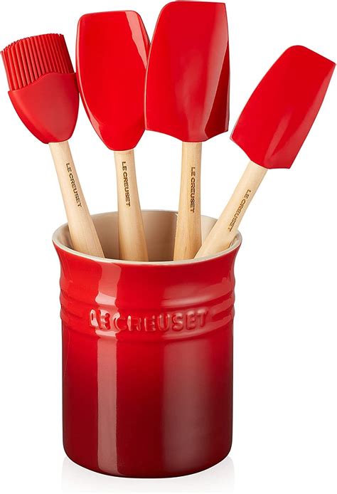 Buy Le Creuset Silicone Craft Series Utensil Set with Stoneware Crock ...
