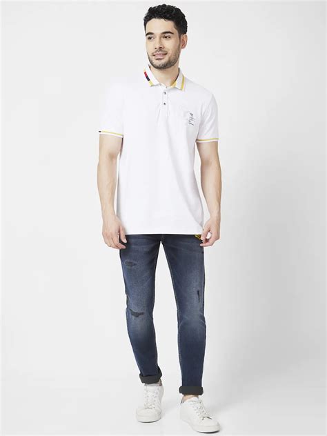 Spykar Men Dark Blue Cotton Slim Fit Narrow Length Mild Distressed Low ...