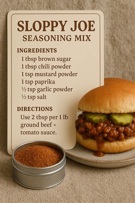 Sloppy Joe Seasoning Mix | Recipe | Homemade food gifts, Spice mix ...