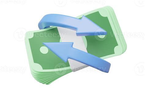 3d Arrow circle icon, bundles cash money floating on transparent ...