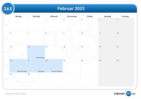 Resultado de imagen de kalender 2023 februar drucken