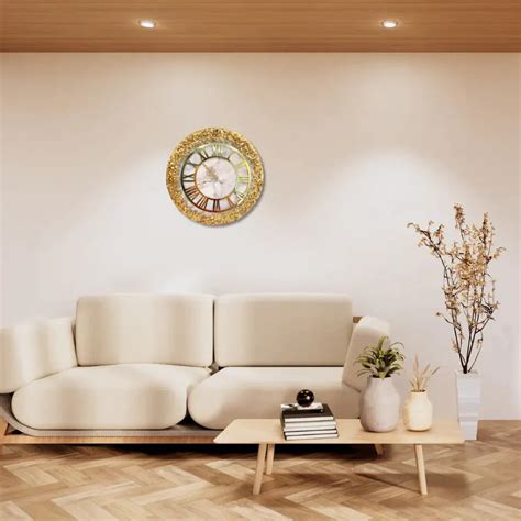 Stylish White and Golden Marble Resin Wall Clock - Shop Now!