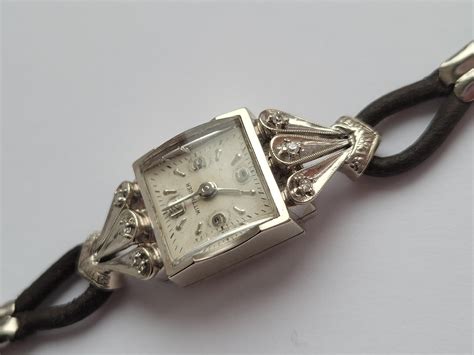 Vintage Wittnauer 14 Karat White Gold Diamond Cocktail Watch For Sale ...