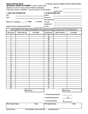 Fillable Online dlt ri DWC 03S - Rhode Island Department of Labor and ...
