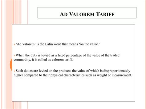 Ad Valorem Tariff