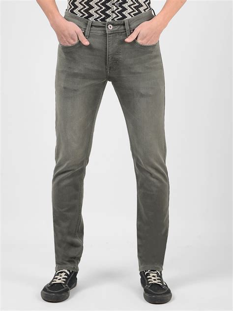 Buy Men's Grey Low Rise Skinny Fit Sustainable Jeans Online | Numero Uno