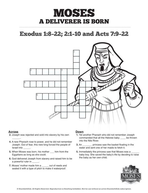 Exodus 2 Baby Moses Sunday School Crossword Puzzles | Clover Media