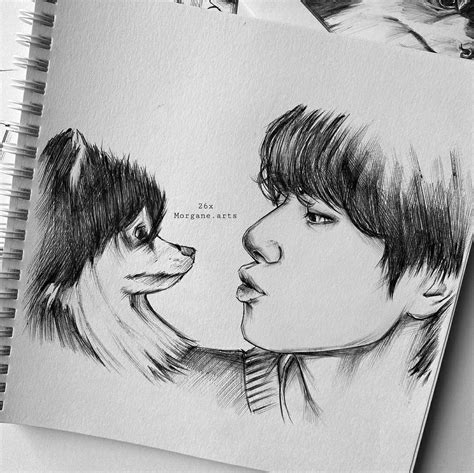 v bts sketch (kim taehyung) | Bts drawings, Sketches, Art drawings sketches simple