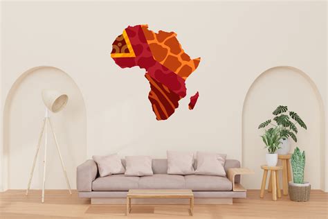 Alcott Hill® Africa Map Wall Art Vinyl Sticker, Africa Continent Wall Vinyl Decal, African Map ...