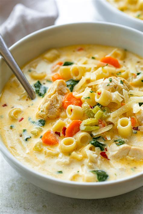 Creamy Chicken Pasta Soup Recipe with carrot and Spinach – Best Chicken ...