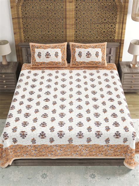 BLOCKS OF INDIA Hand Block Printed Cotton Super King Size Bedsheet(270 ...