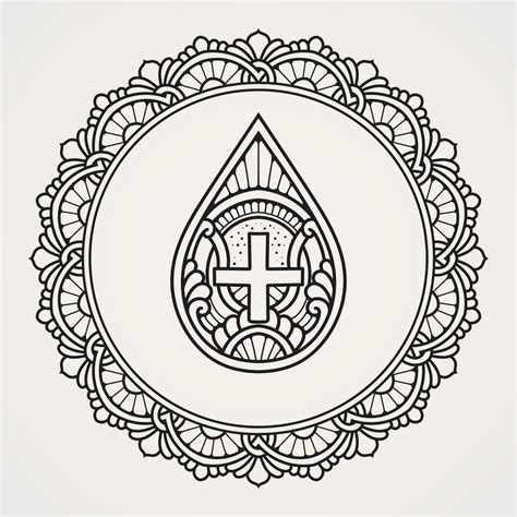 Creation of Blood Donation Mandala with Flower Ornament Style and ...