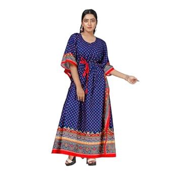 Buy daintier Women's Rayon Digital Printing Night Drees Kaftan/Maxi ...