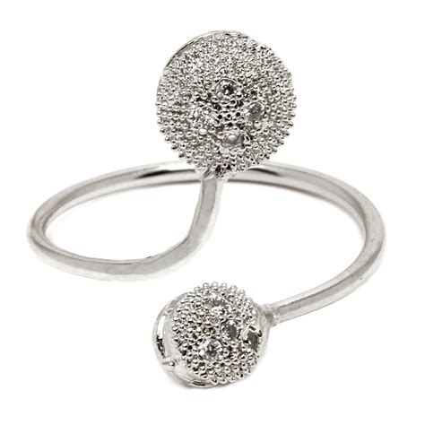 Rhodium-Plated Silver Toned White American Diamond studded Round Shape